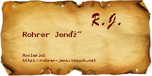 Rohrer Jenő névjegykártya